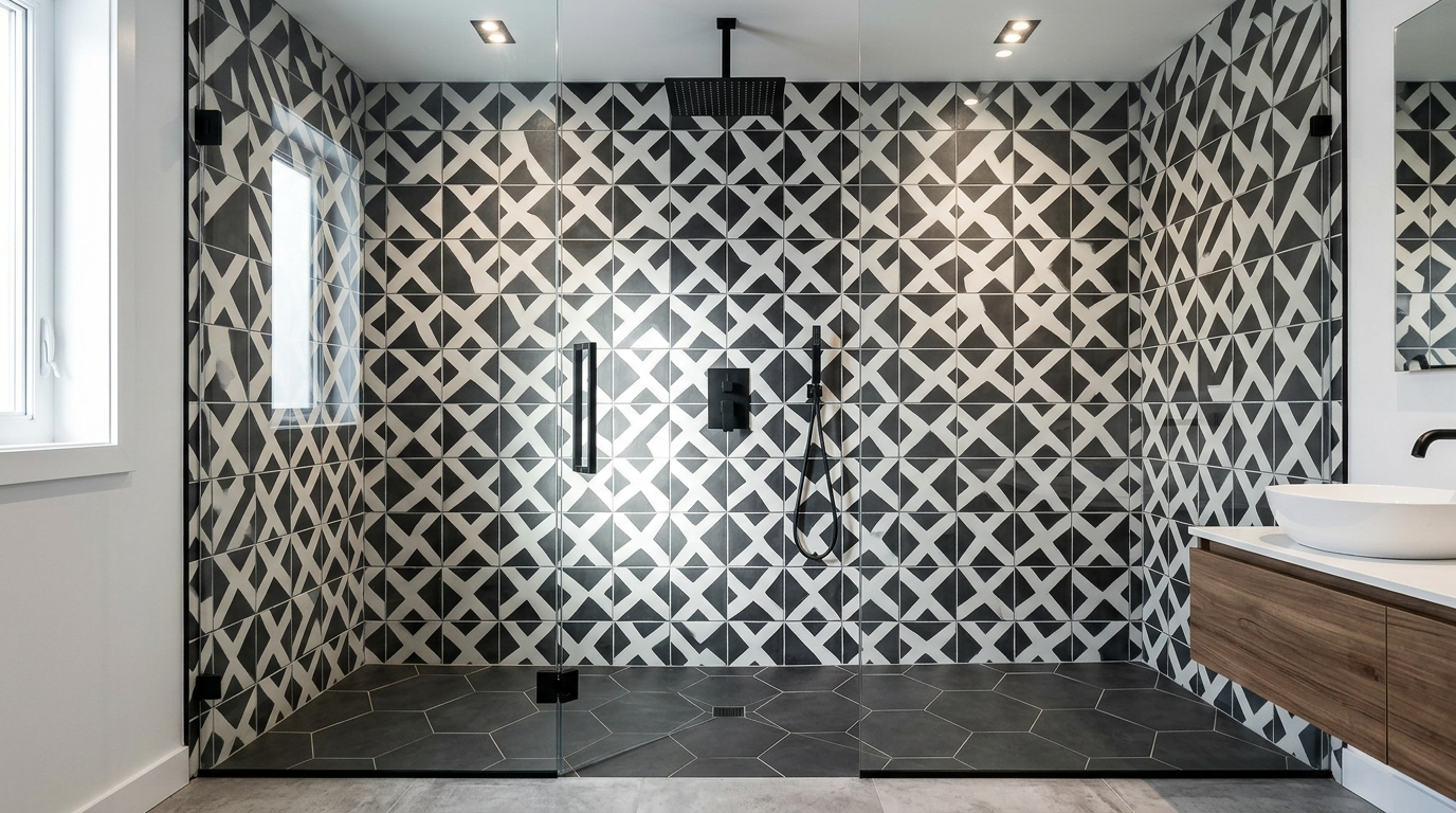 Use large format tile for a cleaner look